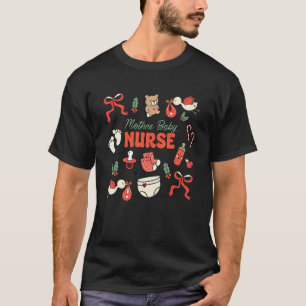 Coquette Mother Baby Nurse Christmas MBU Stork Squ T-Shirt