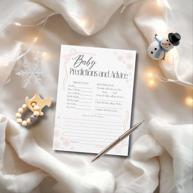 Coquette Neige Taupe Baby Predictions Carte consei (Snow Coquette Taupe Baby Predictions Advice Card)