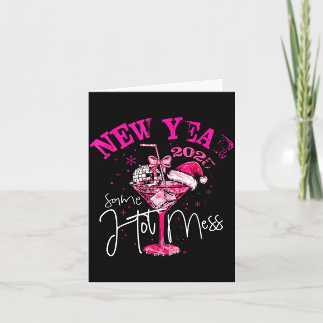 Coquette New Year Same Hot Mess 2025 Funny New Yea Card (Front)