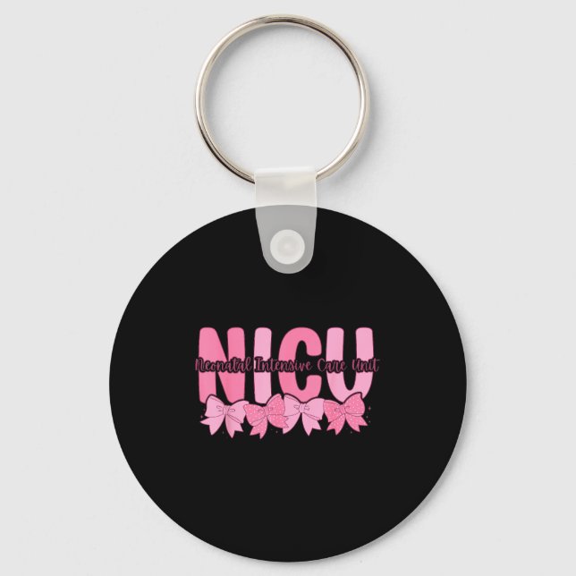 Coquette Nicu Nurse Nk Bow Neonatal Intensive Care Keychain (Front)