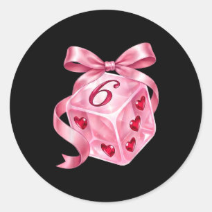 Coquette Nk Dice Bow Hearts 6 7 Preppy Valentine Y Classic Round Sticker