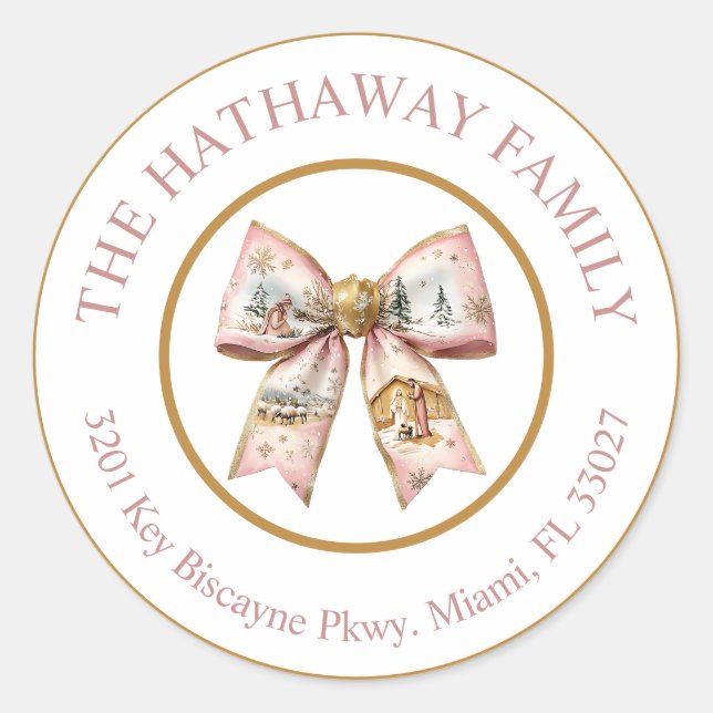 Coquette Noël Nativité Jésus Étiquette de adresse (Devant)