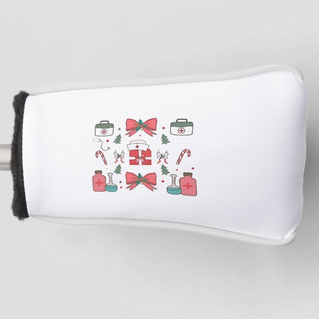 Coquette Nurse Bow Custom Nurse  Xmas Christmas  Golf Head Cover (Front)