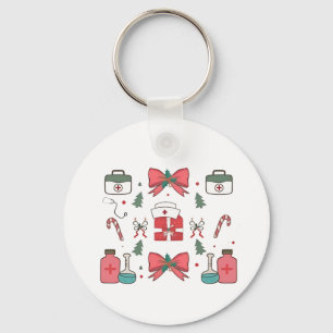 Coquette Nurse Bow Custom Nurse  Xmas Christmas  Keychain