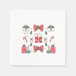 Coquette Nurse Bow Custom Nurse Xmas Christmas Napkin
