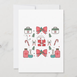 Coquette Nurse Bow Custom Nurse Xmas Christmas Thank You Card