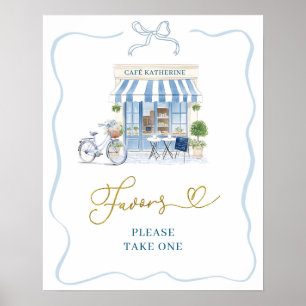Coquette Parisian cafe French Blue Favours Poster