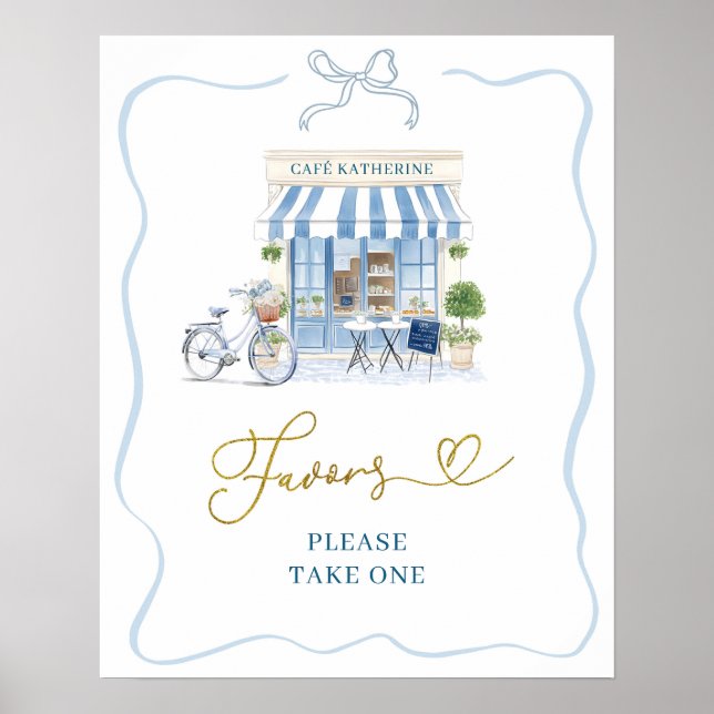 Coquette Parisian cafe French Blue Favours Poster (Front)