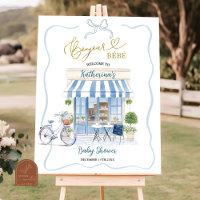 Coquette Parisian cafe French Blue Welcome Sign