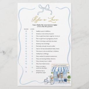 Coquette Parisian Cafe Higher or Lower Games Card