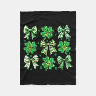 Coquette Patrick's Day Bow,shamrock Lucky Bow Funn Fleece Blanket