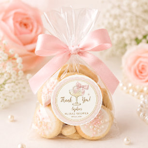 Coquette Pearls & Prosecco Bridal Shower Favour Classic Round Sticker