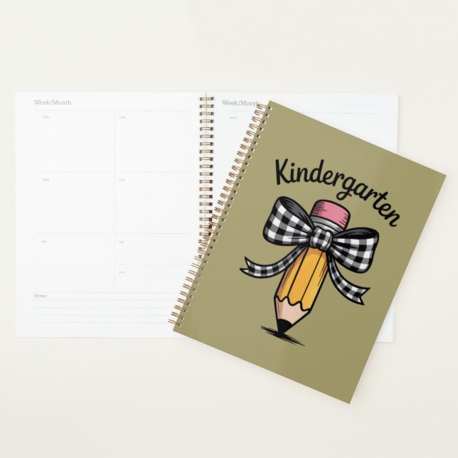 Coquette Pencil Bow Kindergarten Teacher School Planner (Display)