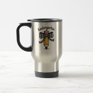 Coquette Pencil Bow Kindergarten Teacher School Travel Mug