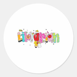 Coquette Pencil Bow Librarian Back To School Bookw Classic Round Sticker