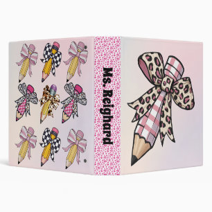 Coquette Pencils animal print bow personalized Binder