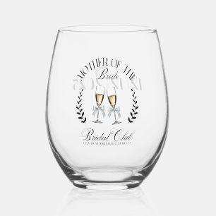 Coquette Personalized the mother of Bride Stemless Wine Glass