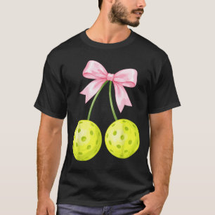 Coquette Pickleball Cherries Bow Paddle Sport Love T-Shirt