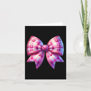 Coquette Pink And White Bow Plaid Valentine Bow Wi Card