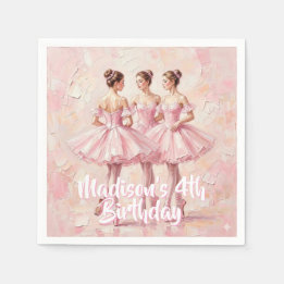 coquette pink ballerina birthday napkin