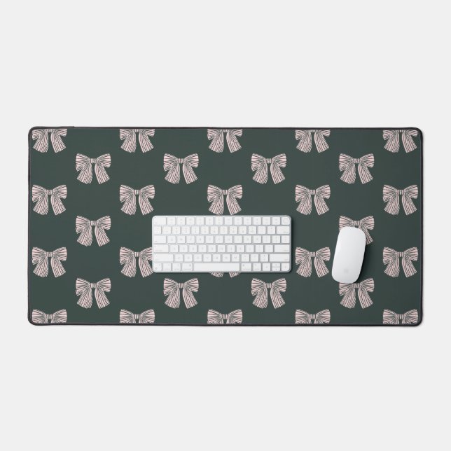 Coquette pink bow aesthetic pattern desk mat (Keyboard & Mouse)