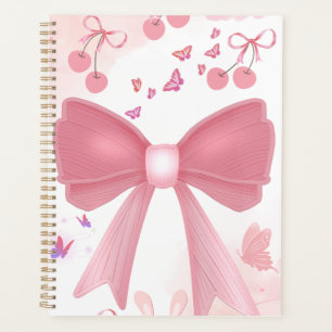 Coquette Pink Bow and Cherries Aesthetic Collage – Planner