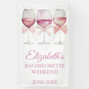 Coquette Pink Bow and Wine Bachelorette Banner