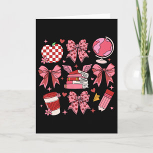 Coquette Pink Bow Apple Teacher Appreciation Valen Card