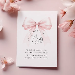 Coquette Pink Bow Baby Shower Books for Baby Enclosure Card