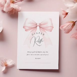 Coquette Pink Bow Baby Shower Diaper Raffle Enclosure Card