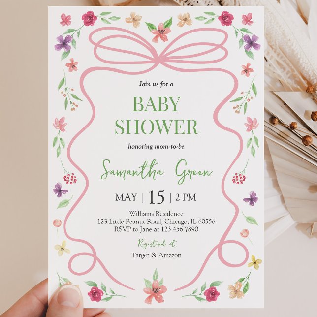 Coquette Pink Bow Baby Shower Invitation (Creator Uploaded)