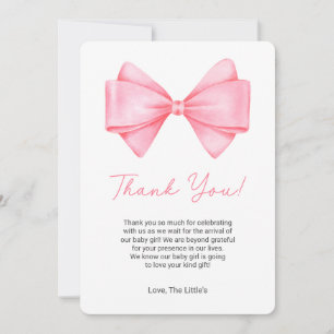 Coquette Pink Bow Baby Shower Thank You Card