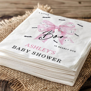 Coquette Pink Bow Boo Baby Shower Napkin