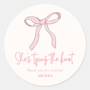 Coquette Pink Bow Bridal Shower Favor Classic Round Sticker