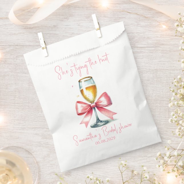 Coquette Pink Bow Bridal shower Favour Bag (Clipped)