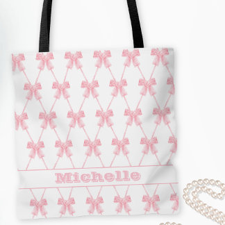 Coquette Pink Bow Bridesmaid Tote Bag