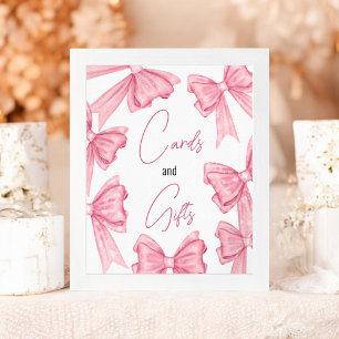 Coquette Pink Bow cards gifts bridal shower  Poster