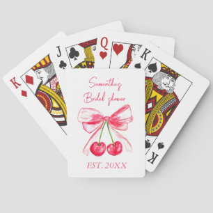 Coquette Pink Bow Cherry Bride  Bridal shower  Playing Cards