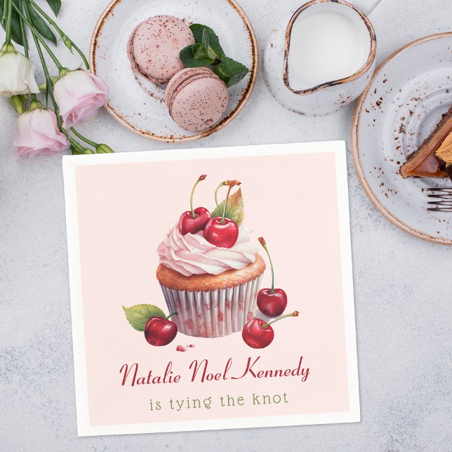 Coquette Pink Bow Cherry Cake Fancy Girl Aesthetic Napkin (Creator Uploaded)