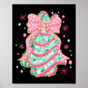 Coquette Pink Bow Christmas Tree Cake Preppy Chris Poster