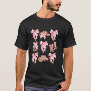 Coquette Pink Bow Cowboy Boots Hat Western Country T-Shirt