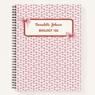 Coquette Pink Bow Customizable Back to School Notebook