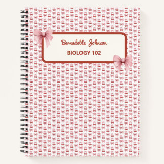 Coquette Pink Bow Customizable Back to School Notebook