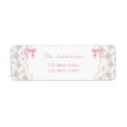 Coquette Pink Bow Floral Girl Baby Shower Label