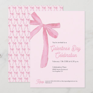 Coquette Pink Bow Galentine’s Day Chic custom Invitation
