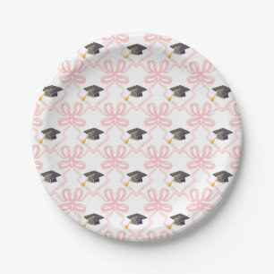 Coquette Pink Bow Graduation  Paper Plate