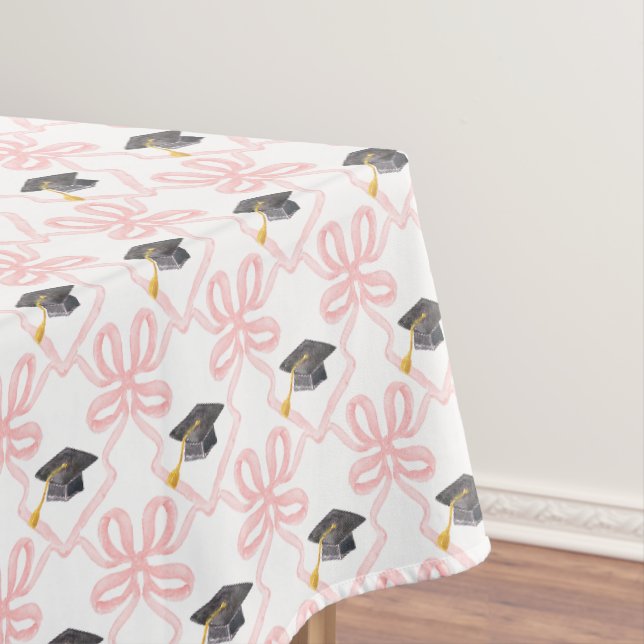 Coquette Pink Bow Graduation  Tablecloth (In Situ)