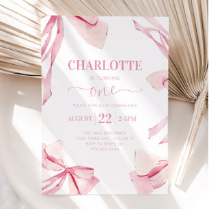 Coquette PINK BOW Invitation d'anniversaire