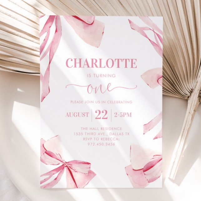 Coquette PINK BOW Invitation d'anniversaire (Créateur téléchargé)