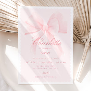 Coquette PINK BOW Invitation d'anniversaire